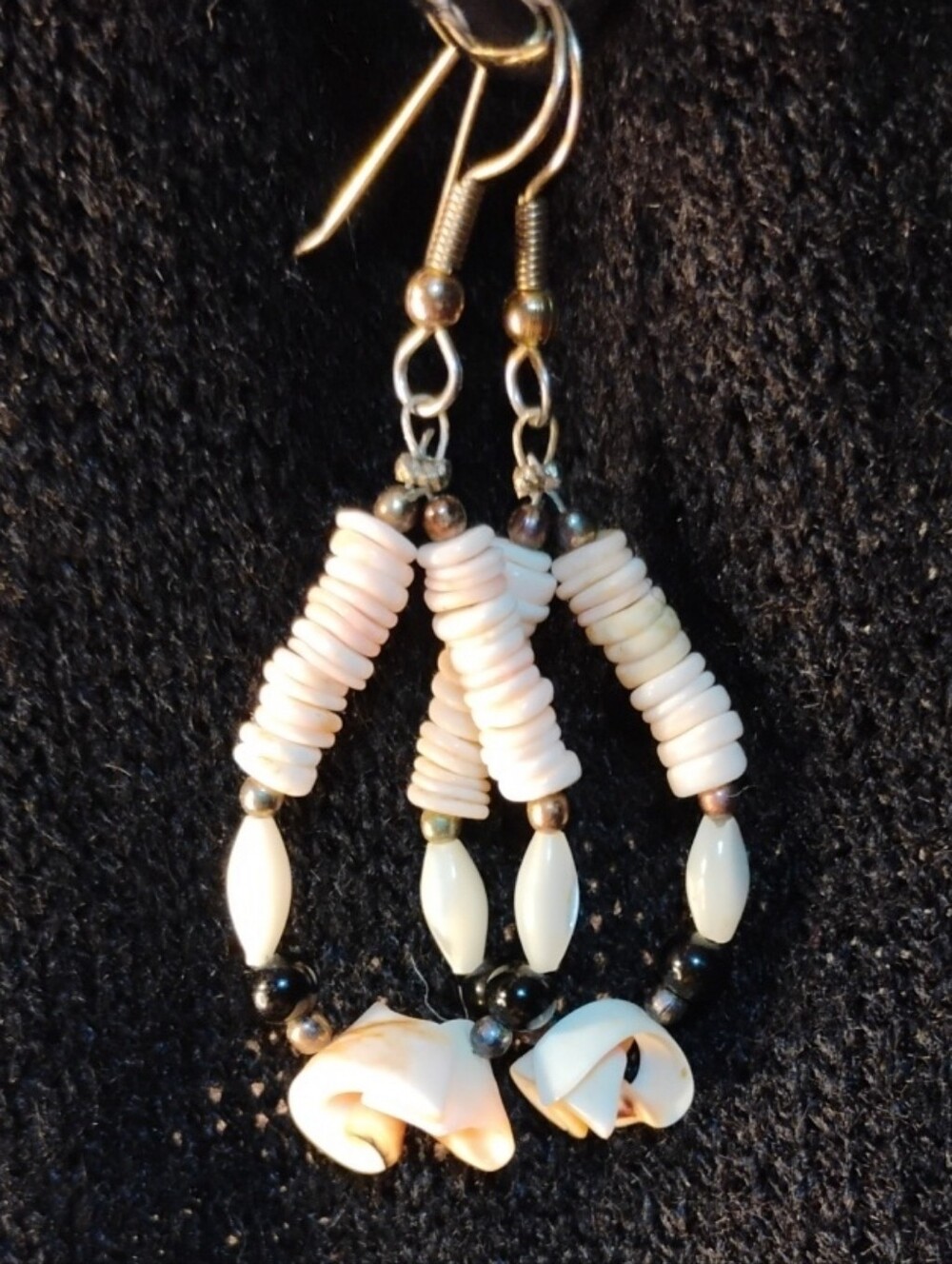 2 For $10.00   Delicate Off-White Sea Shell & Bead Drop Dangle Turquoise Earring